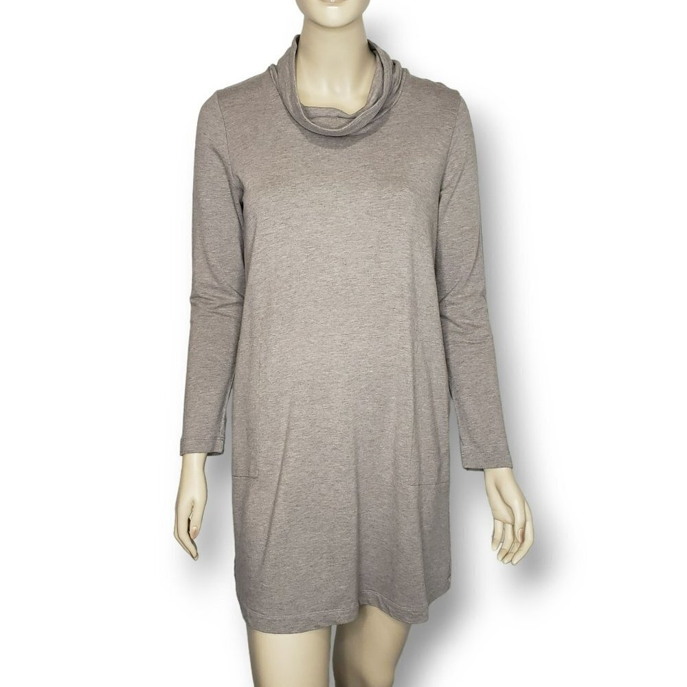 Pure‎ Jill Pima Modal Shift Dress Womens Small Brown Funnel Neck J Jill